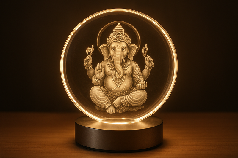 ganesha crystal led lamp in circle shape